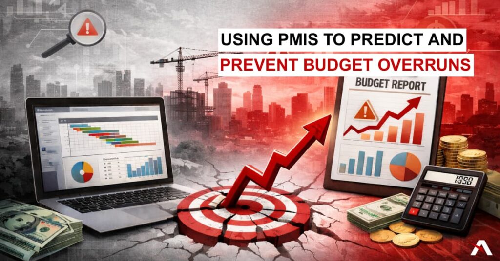 laptop, bullseye with arrow, and cash in front of skyline under construction