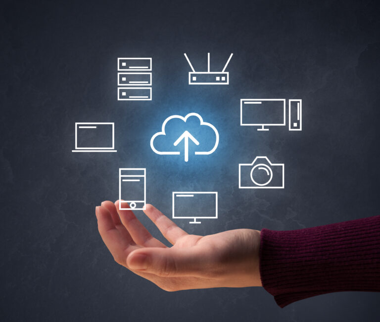 Digital SaaS workflows with hand cupped under